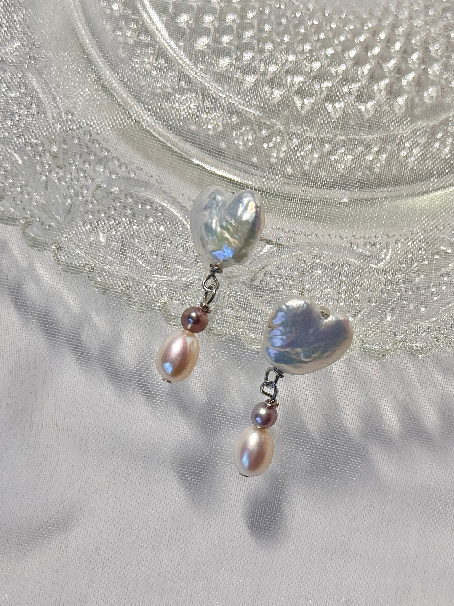 Baroque shaped pearl earrings pure natural freshwater love sweet French temperament 925 sterling silver earrings