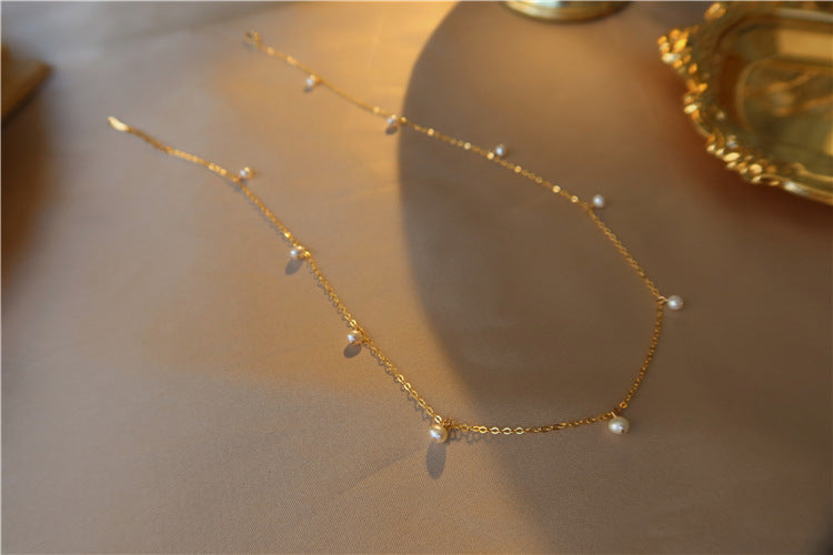 925 silver gold-plated mermaid tears freshwater pearl necklace natural pearl necklace