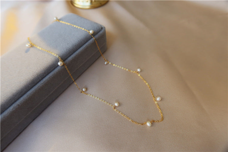 925 silver gold-plated mermaid tears freshwater pearl necklace natural pearl necklace